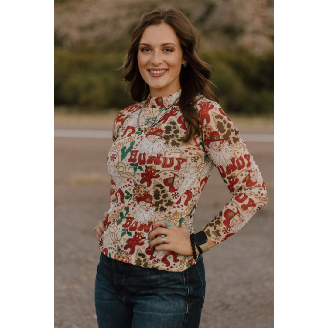 Howdy Santa Mesh Top
