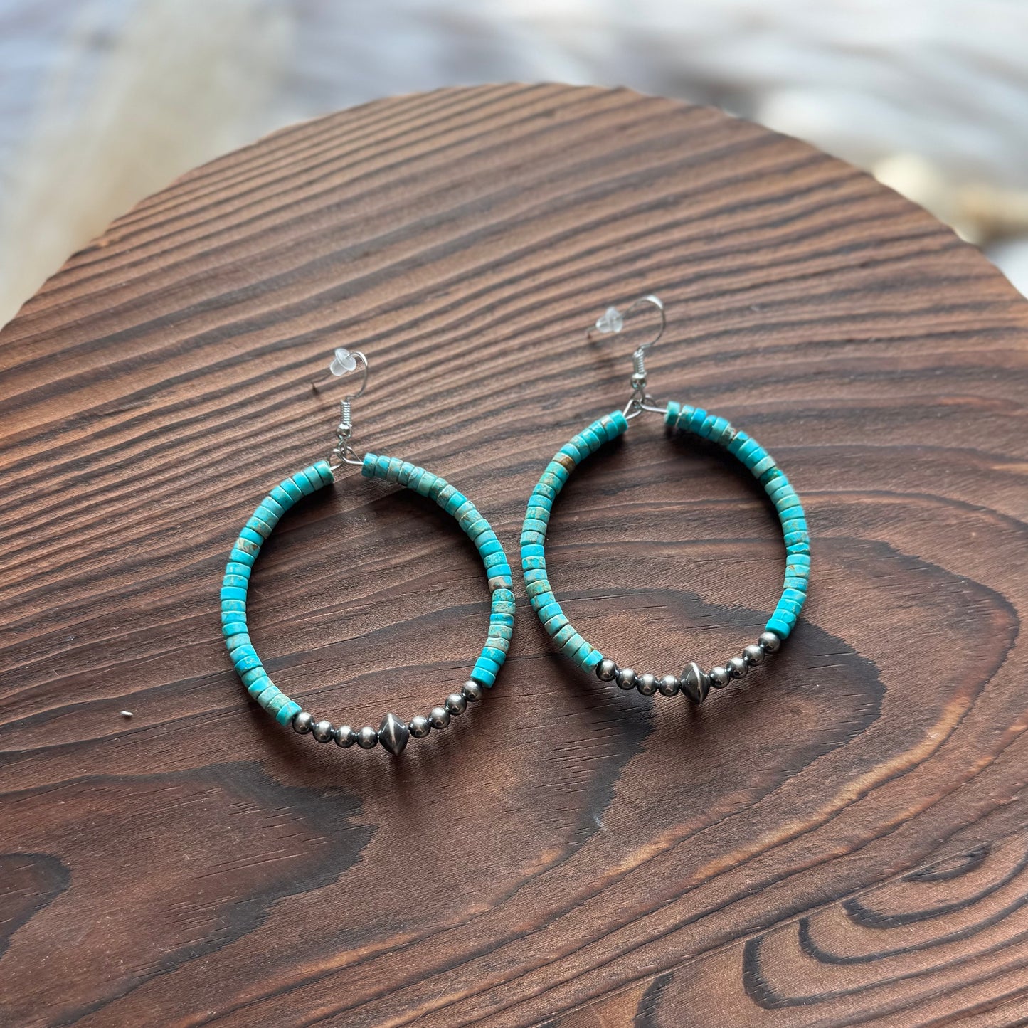 Heishi & Sterling Silver Pearl Hoop Earrings