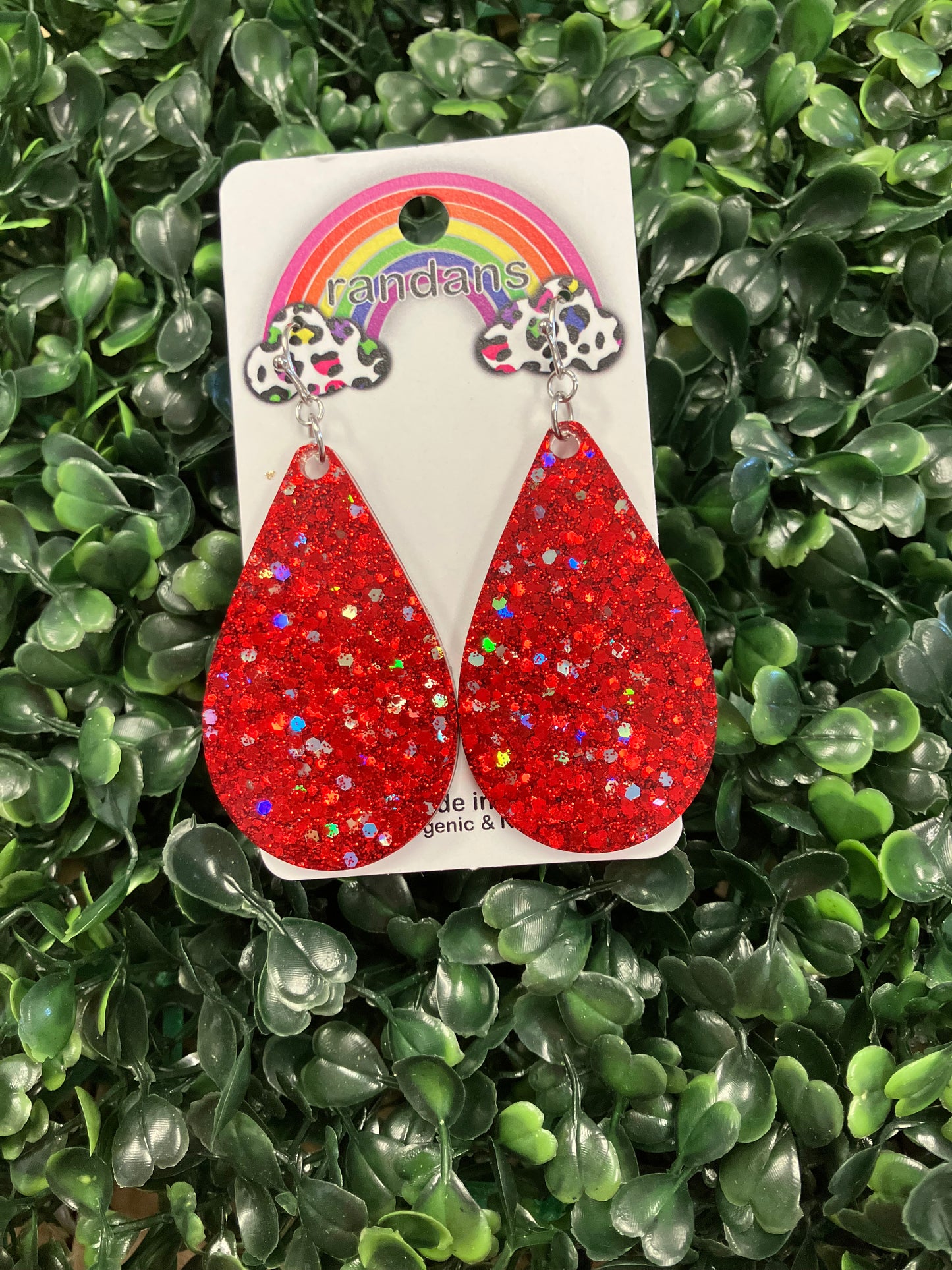 Red Glitter Dangle Earrings