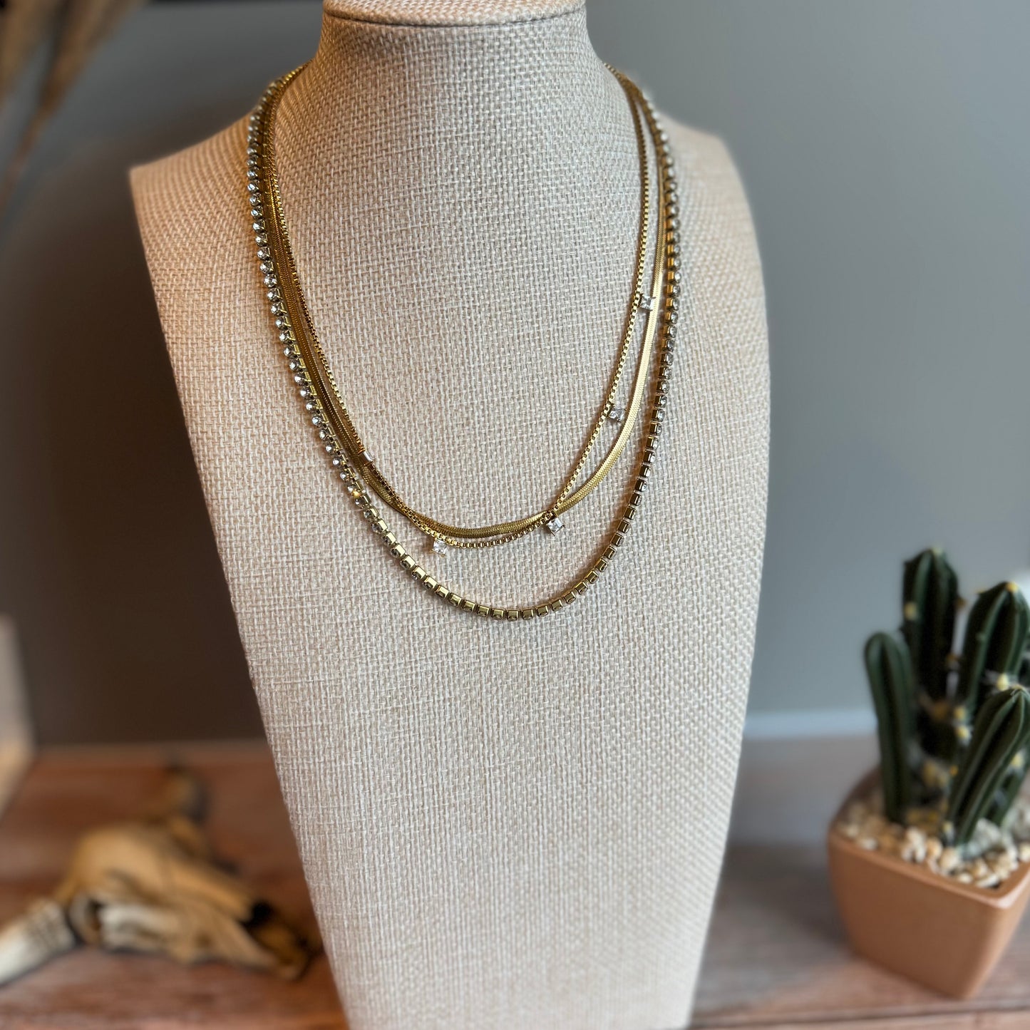 Leah Champagne Spark Layered Necklace