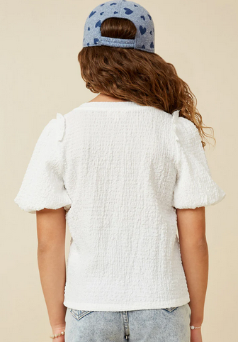 Girls' Ivory Knit Top