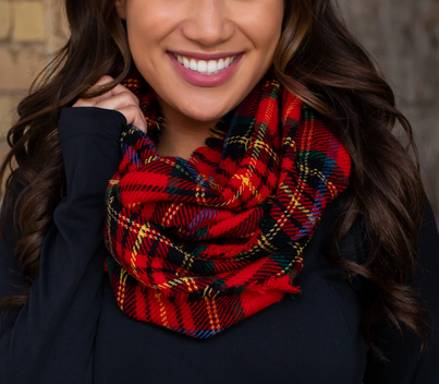 Red plaid infinity deals scarf