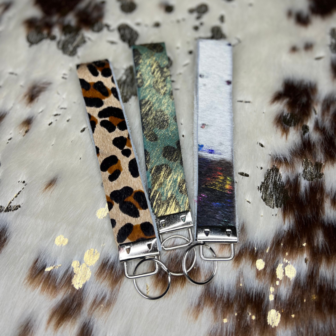 Hair on Hide Key Fob Keychains