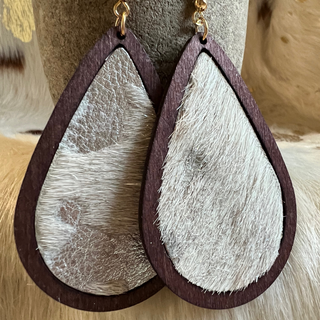 Longhorn Teardrop Wooden Earrings