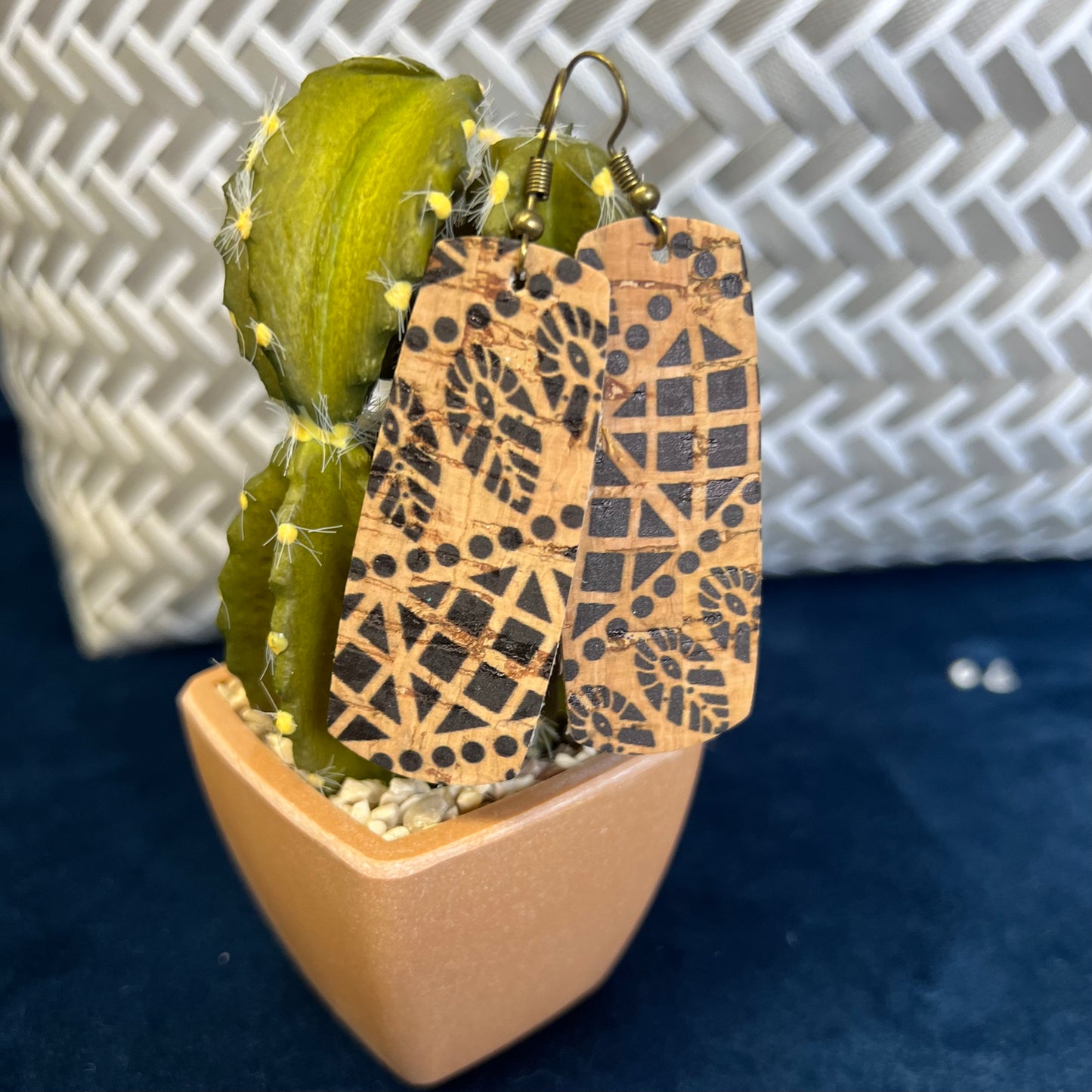 Aztec Print Bar Earrings