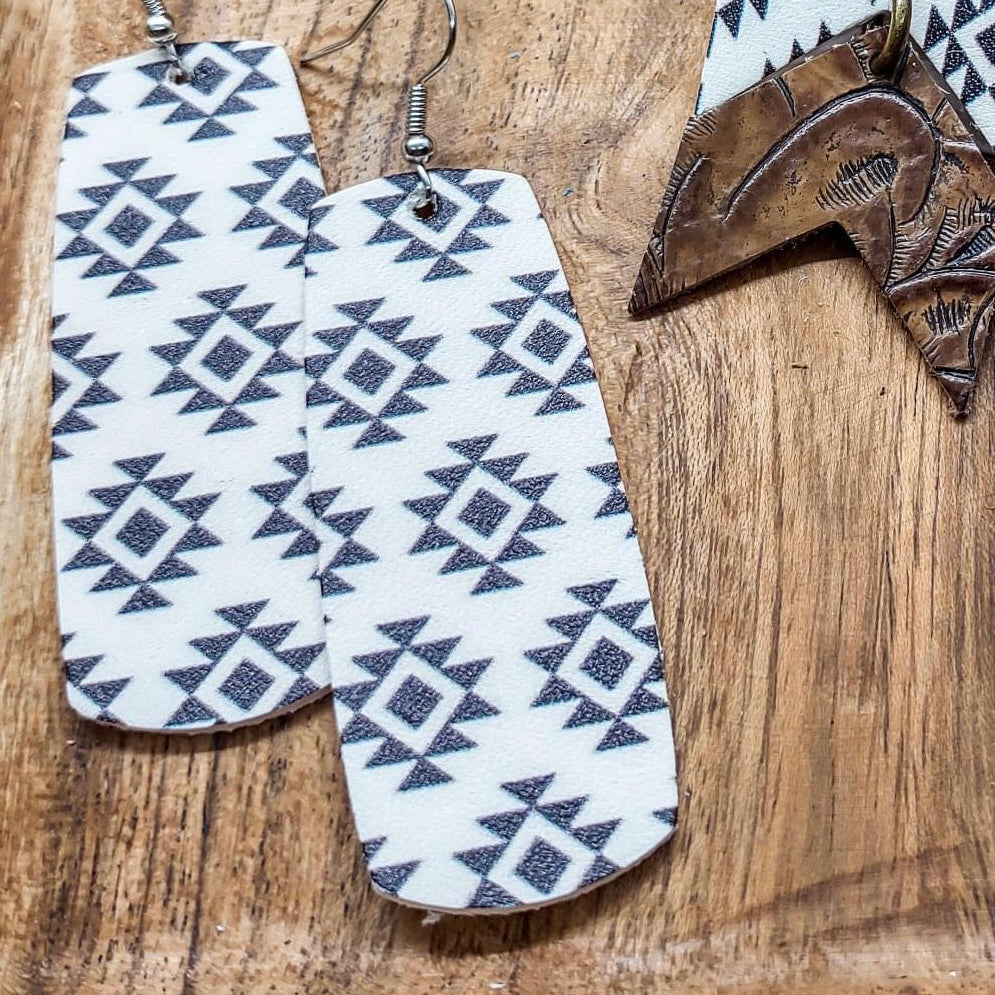 Aztec Bar Leather Earrings