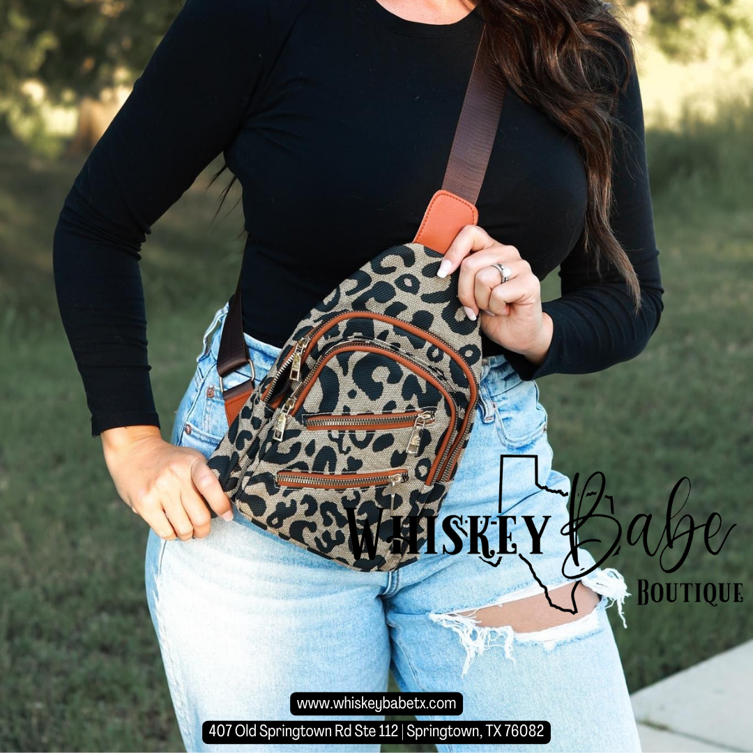 Premium On The Go Leopard And Aztec Sling Bag