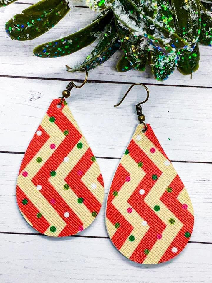 Christmas Confetti Faux Leather Earrings