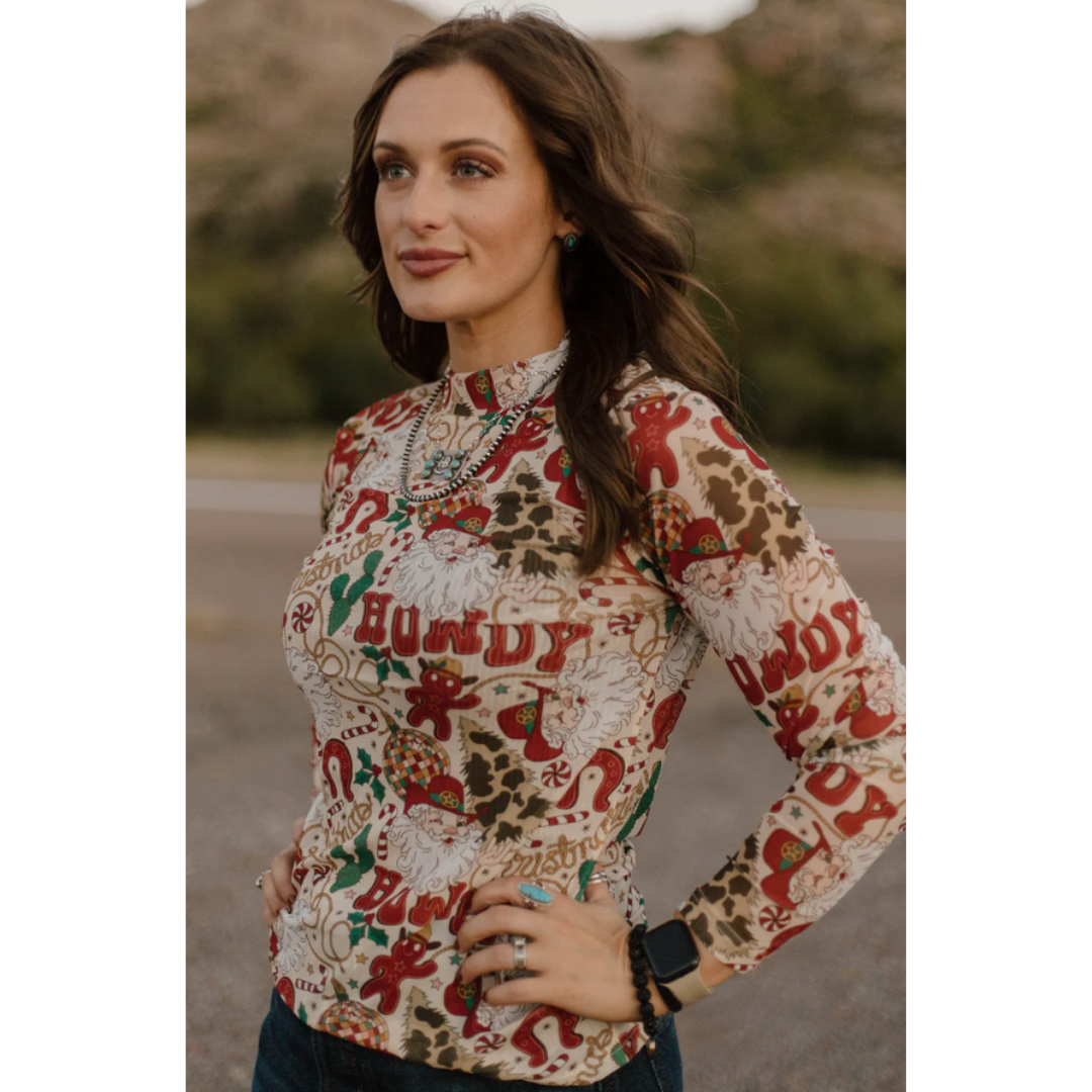 Howdy Santa Mesh Top