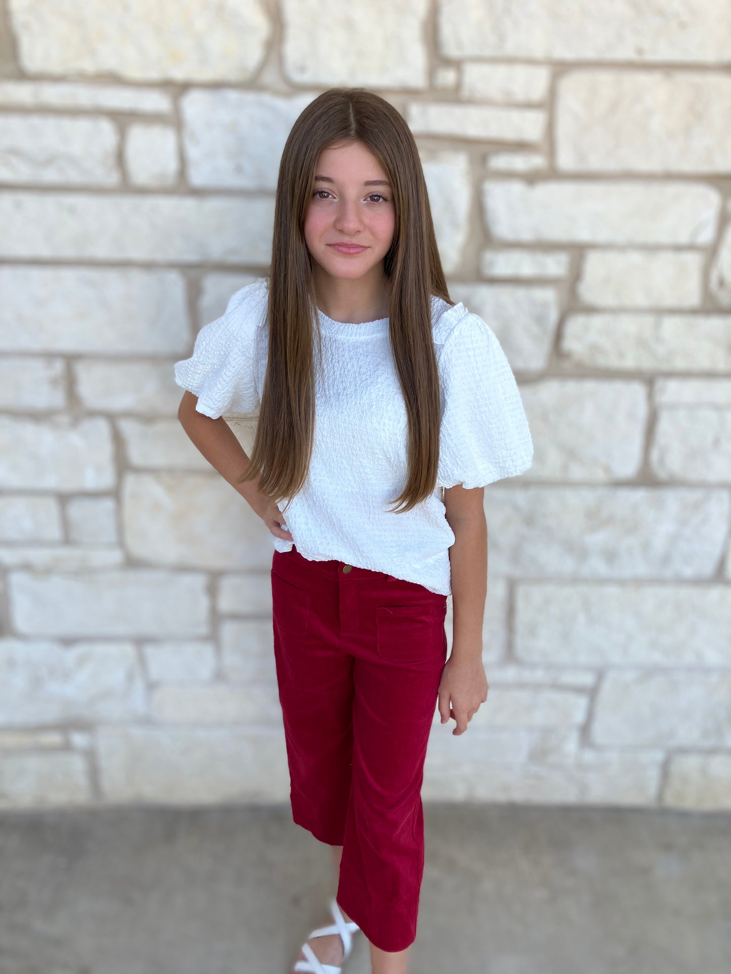 Girls' Ivory Knit Top