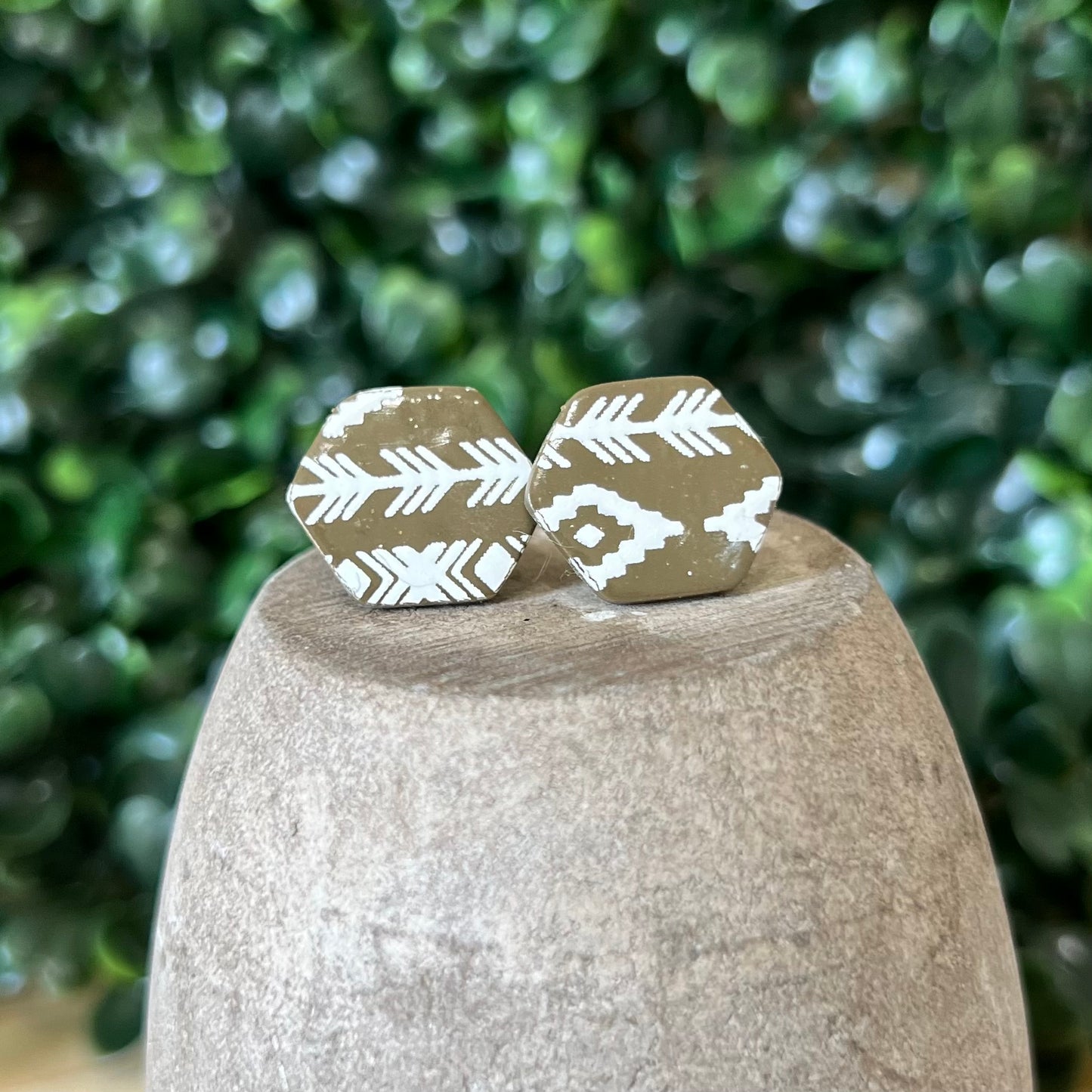 Aztec Hexagon Stud Earrings