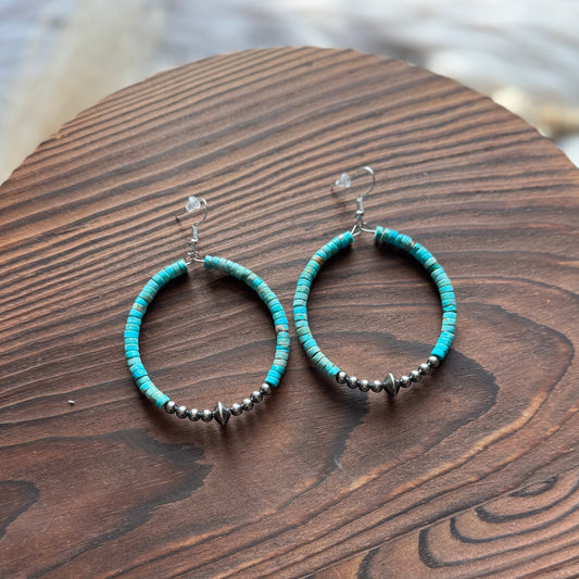 Heishi & Sterling Silver Pearl Hoop Earrings