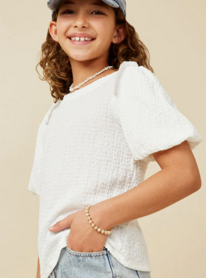 Girls' Ivory Knit Top