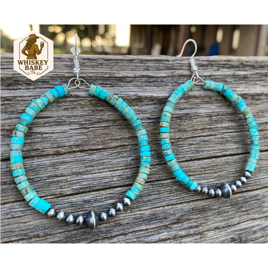 Heishi & Sterling Silver Pearl Hoop Earrings