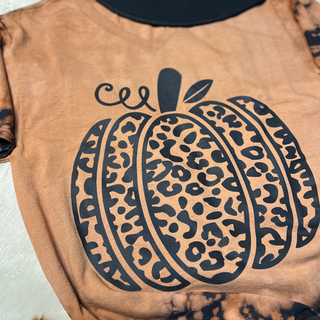 Leopard Distressed Pumpkin Graphic Tee
