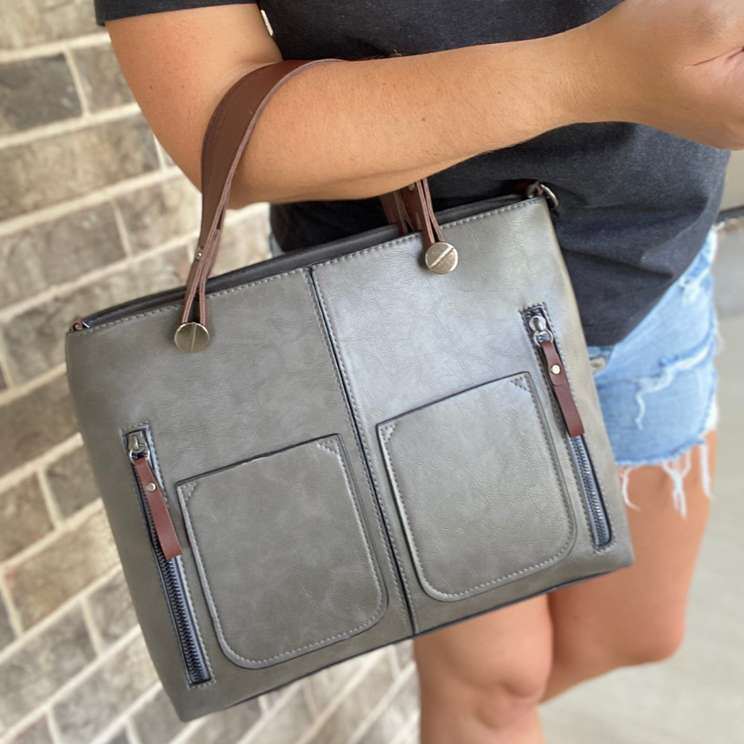 Double Front Pocket Purse in Black or Grey