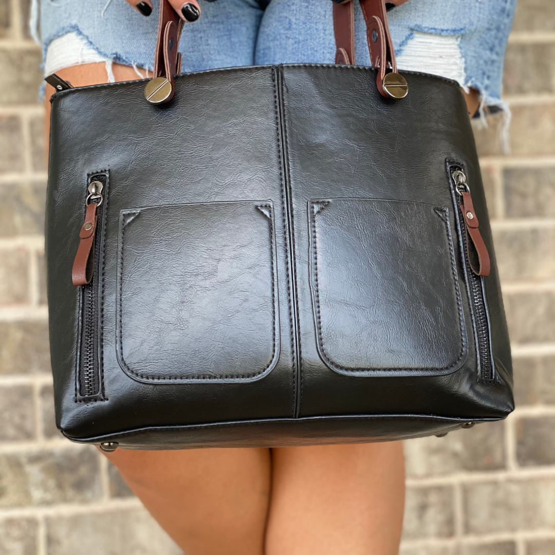 Double Front Pocket Purse in Black or Grey