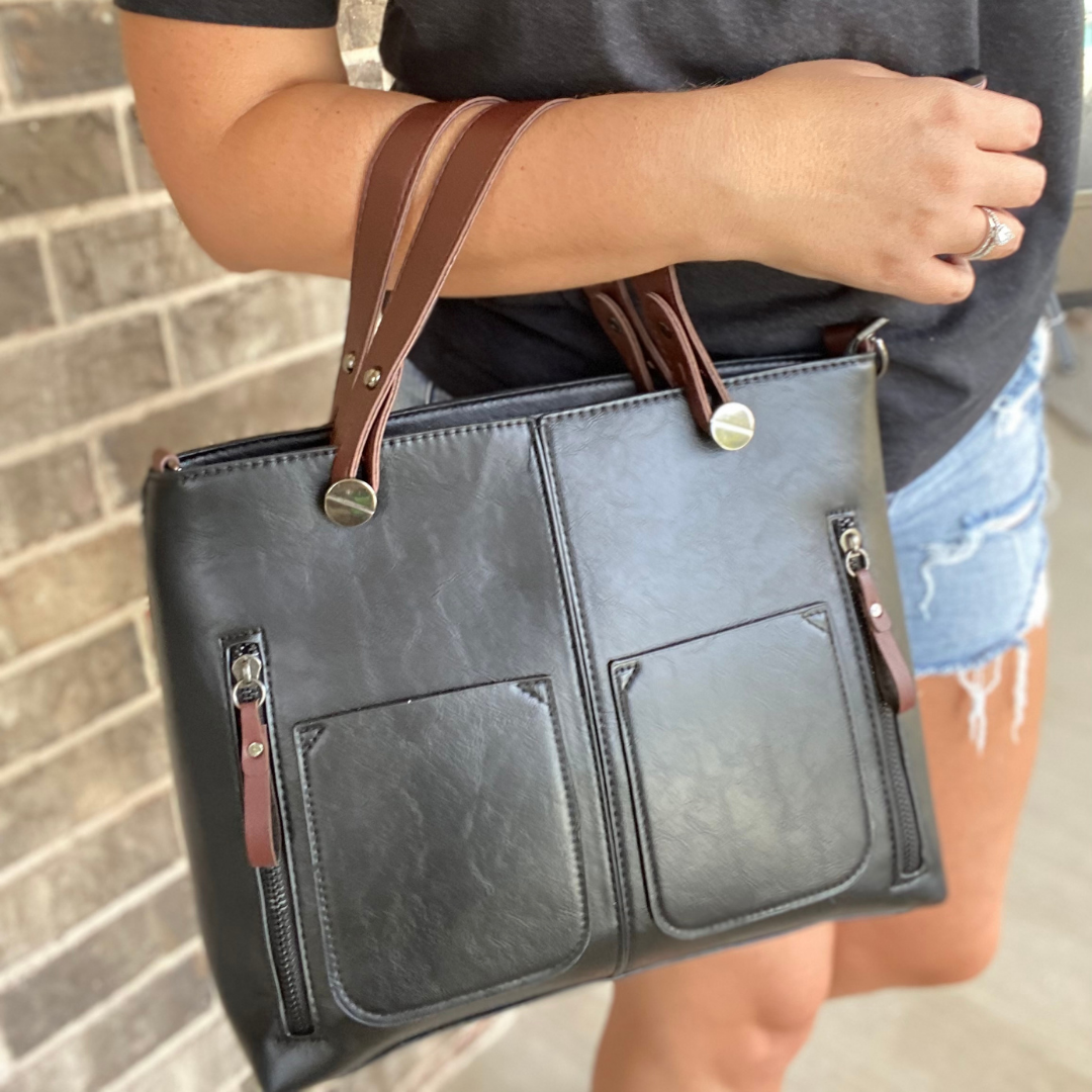 Double Front Pocket Purse in Black or Grey