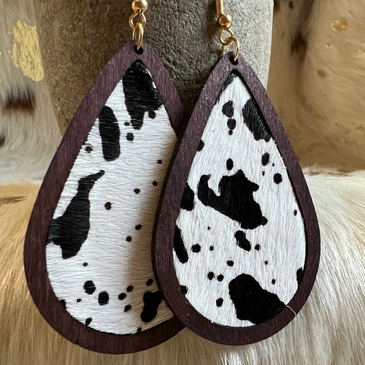 Longhorn Teardrop Wooden Earrings