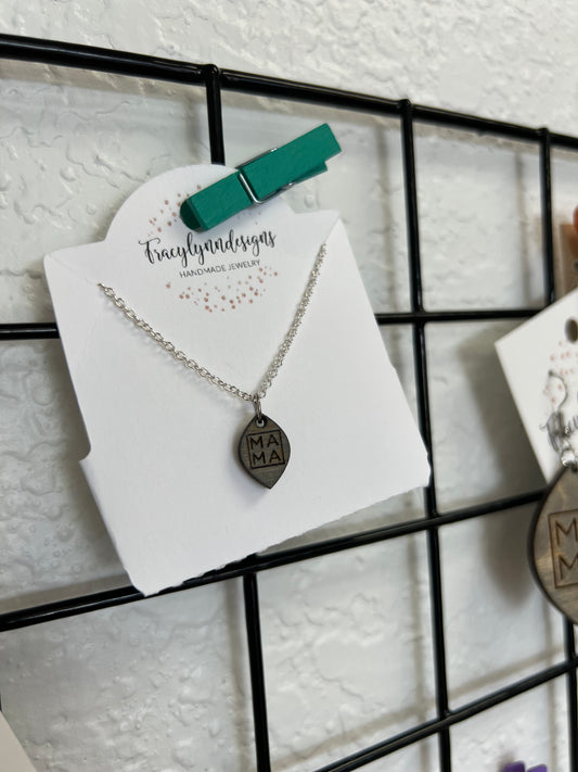 Mama Drop Wood Necklace