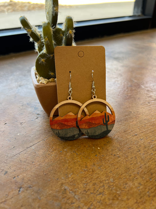 Desert Sunset Wood Earrings