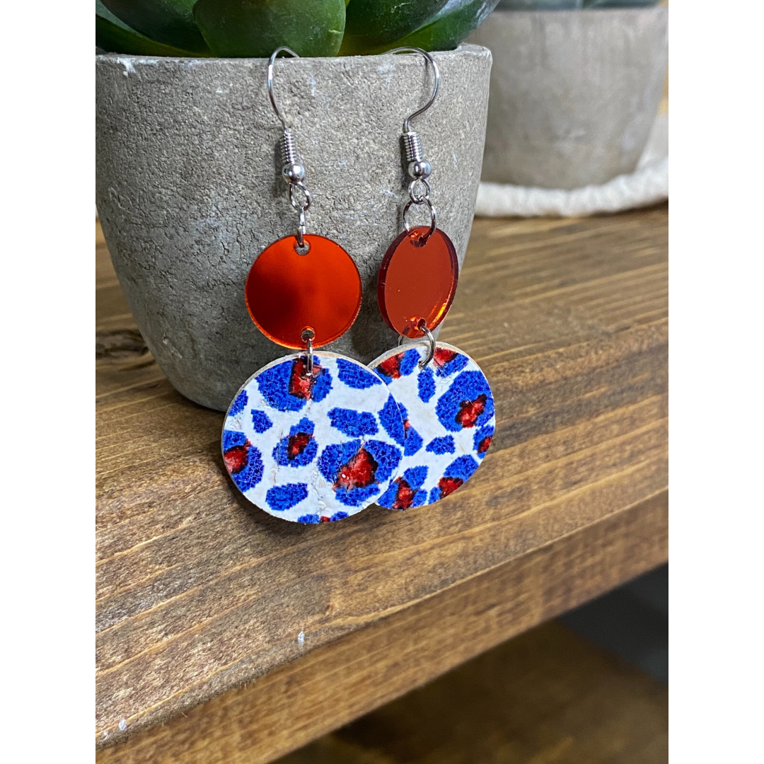 Red, White & Leopard Earrings
