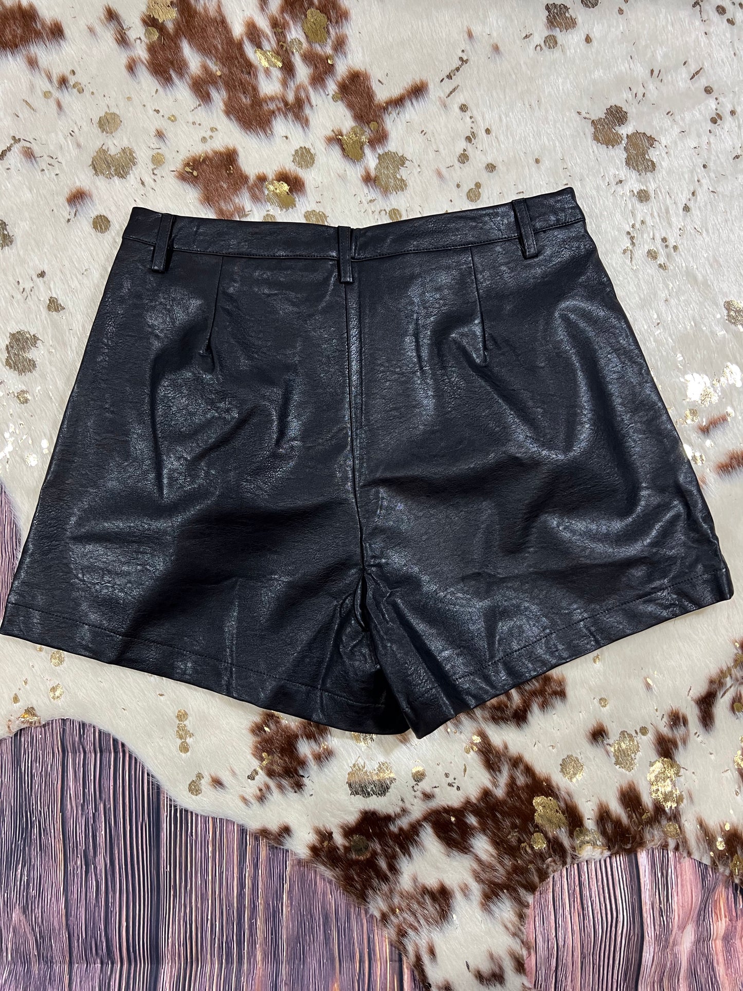 Faux Leather Shorts Black