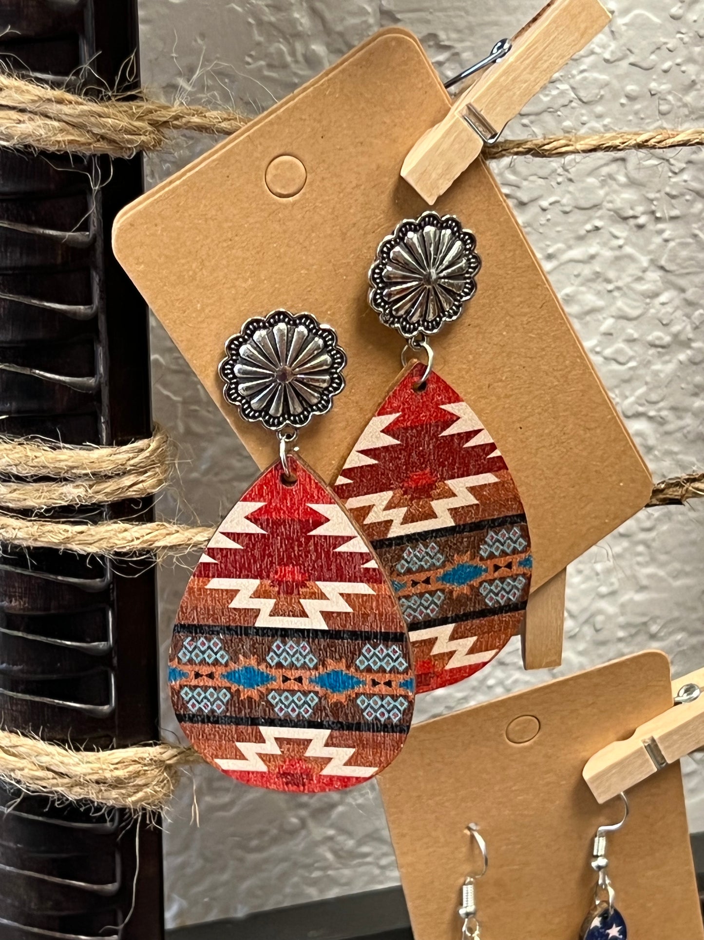 Cherokee Aztec Wood Earrings