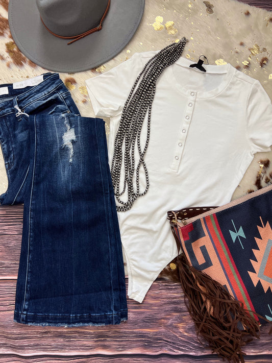 Ribbed Tee Bodysuit Off White