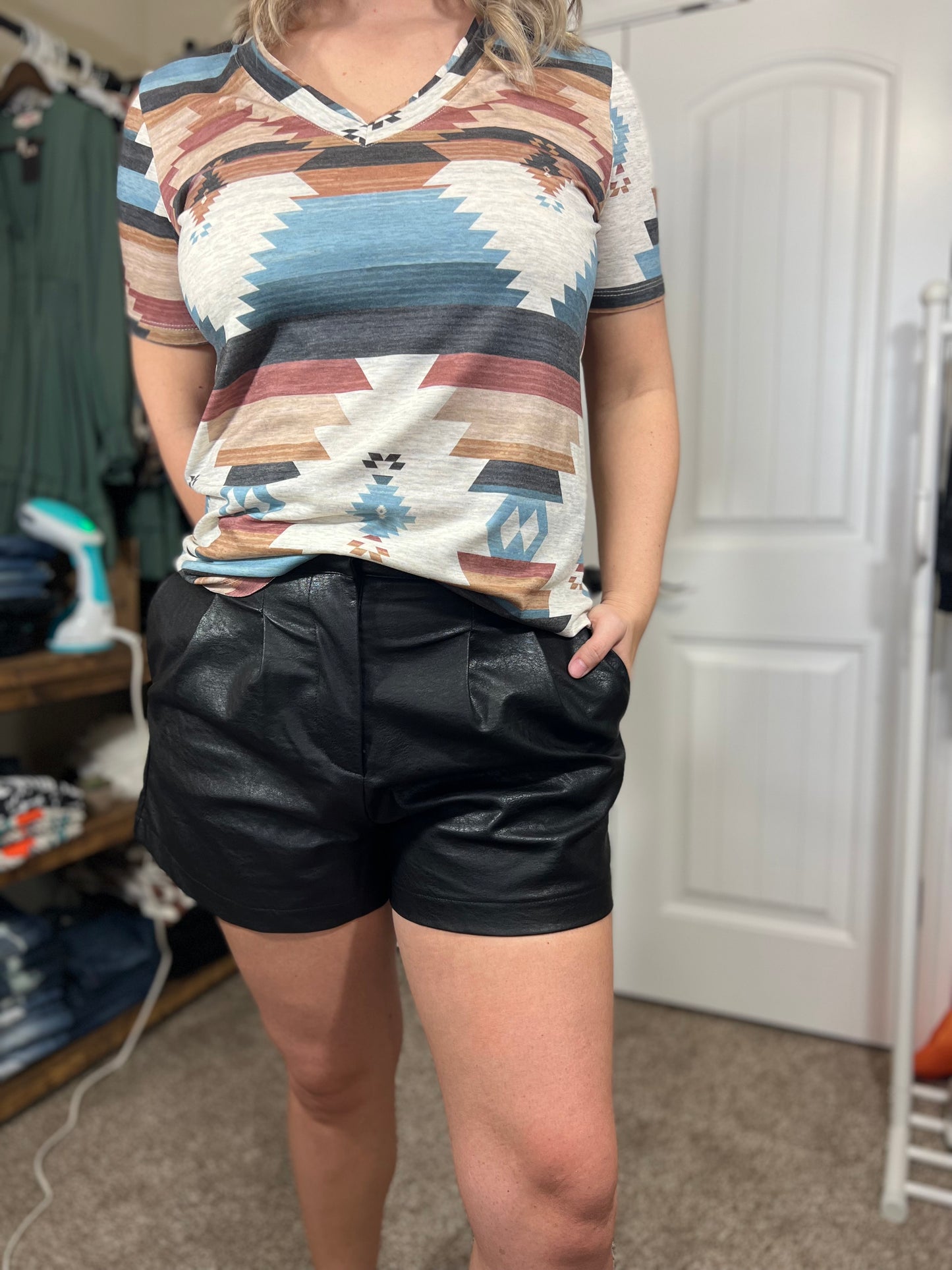 Faux Leather Shorts Black