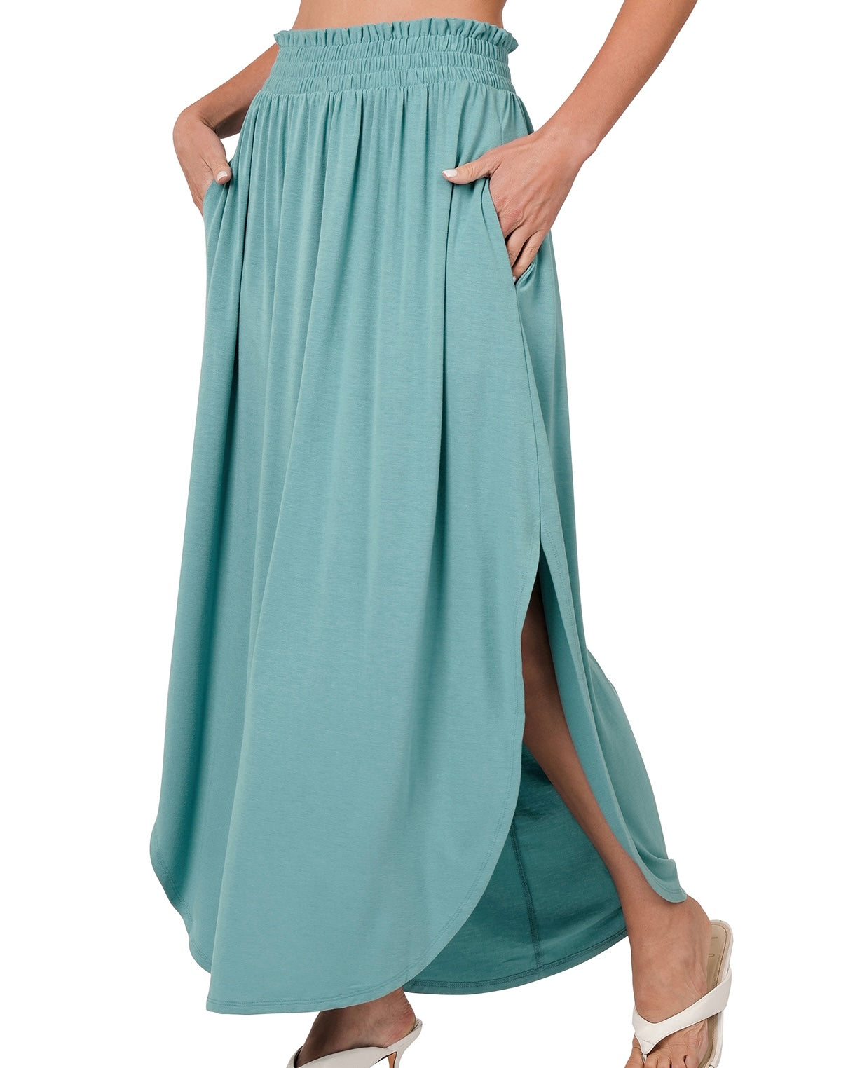 Zenana Dusty Teal Maxi Skirt