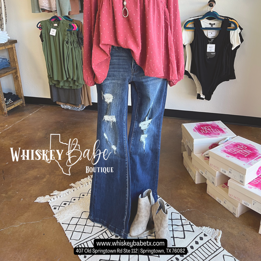 Navarro Distressed Flare Denim