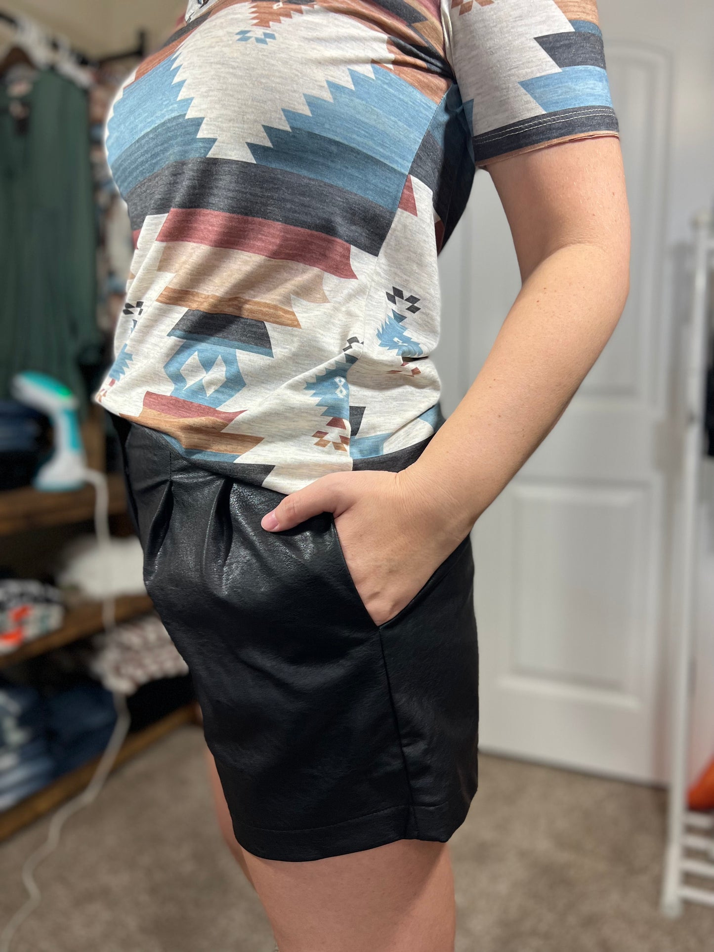 Faux Leather Shorts Black