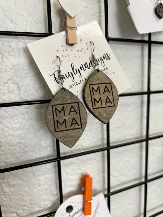 Mama Drop Wood Earrings