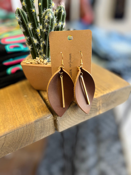 Whiskey Tan Leather Earrings