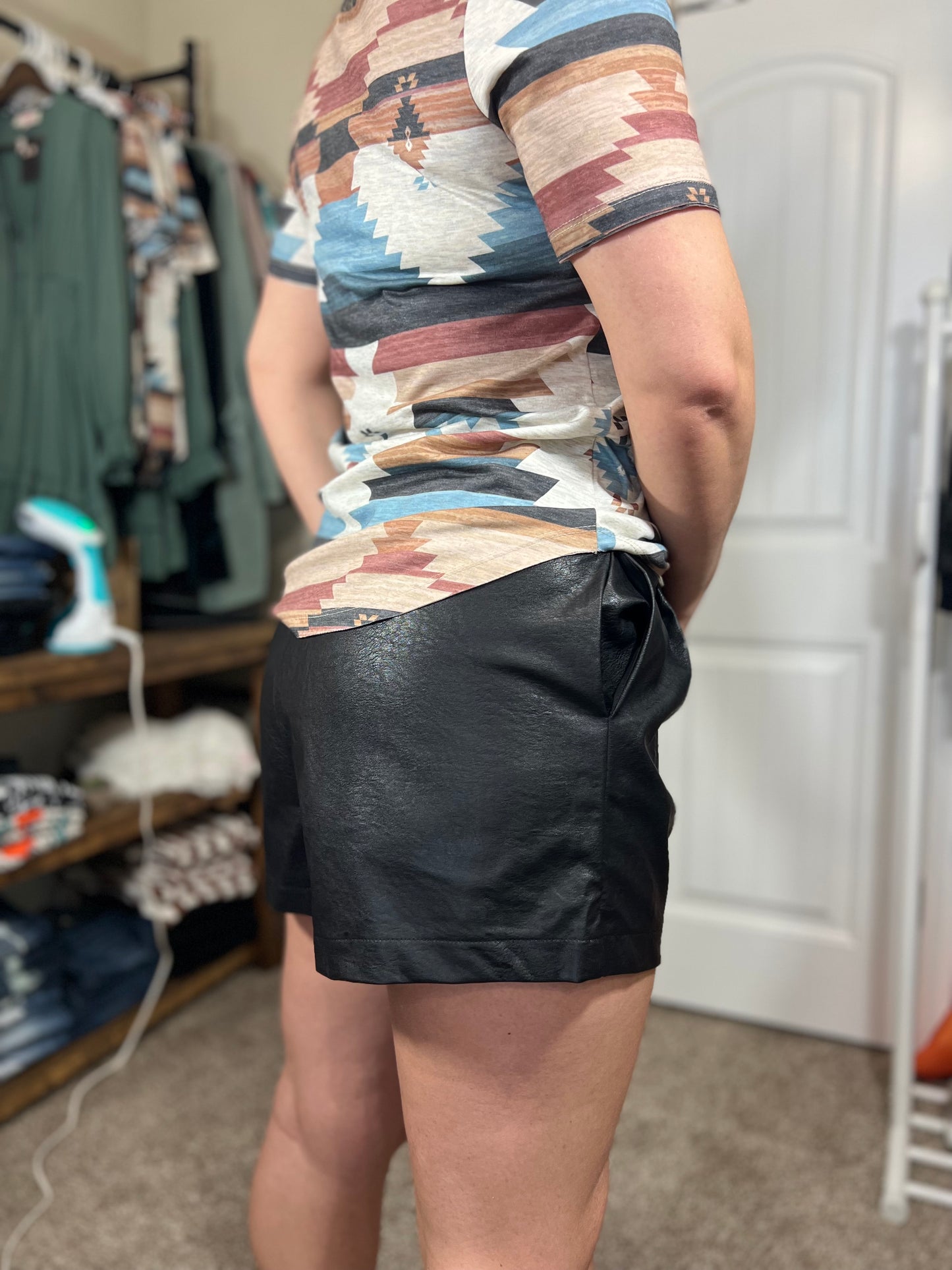 Faux Leather Shorts Black