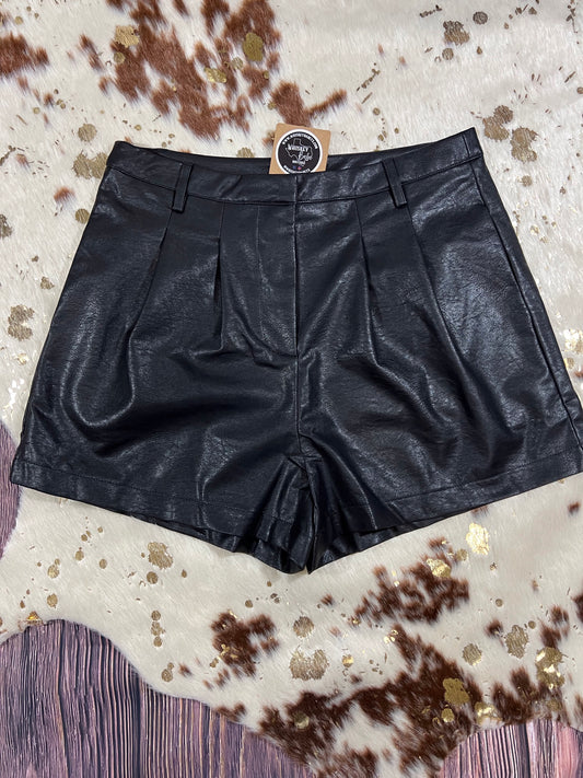 Faux Leather Shorts Black